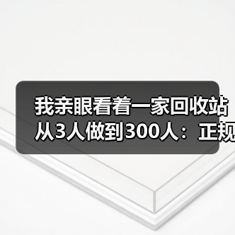 我亲眼看着一家回收站从3人做到300人：正规回收企业扩张的底层逻辑（图1）
